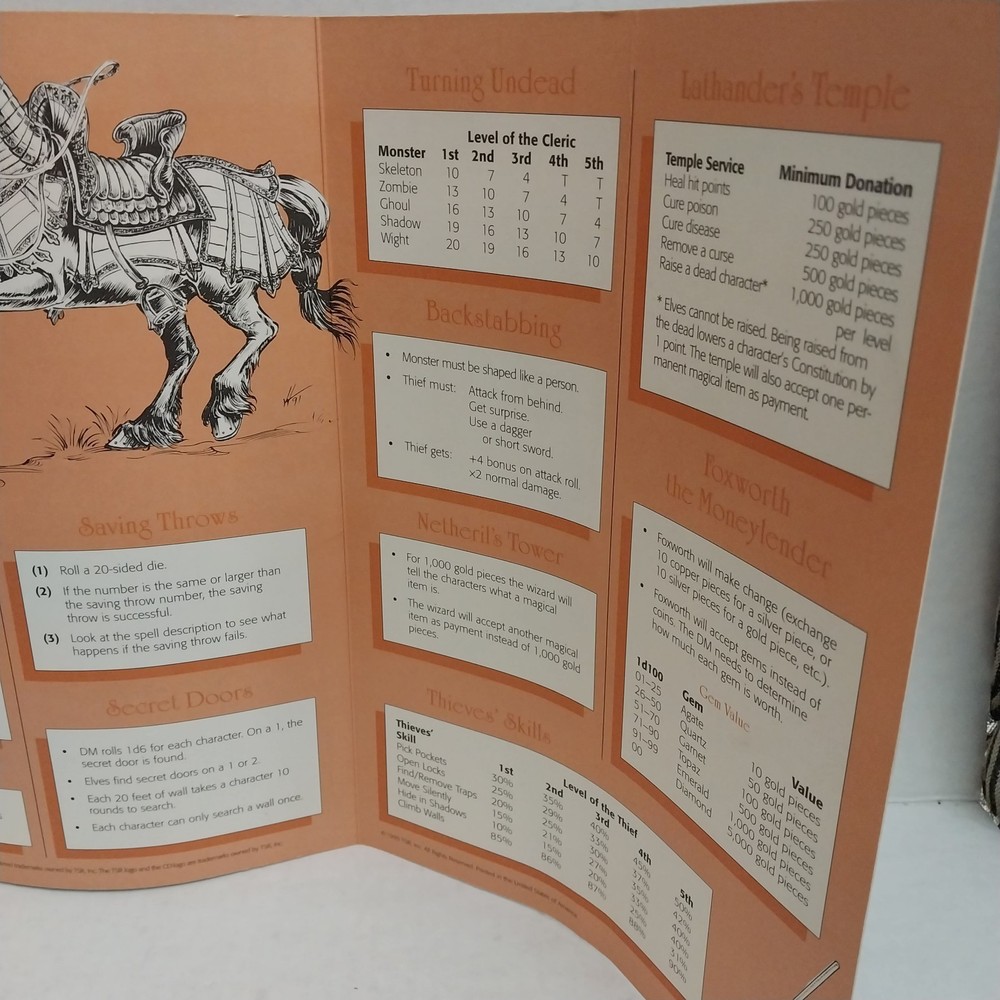 Introduction to Advanced Dungeons & Dragons Dungeon Masters Screen Only