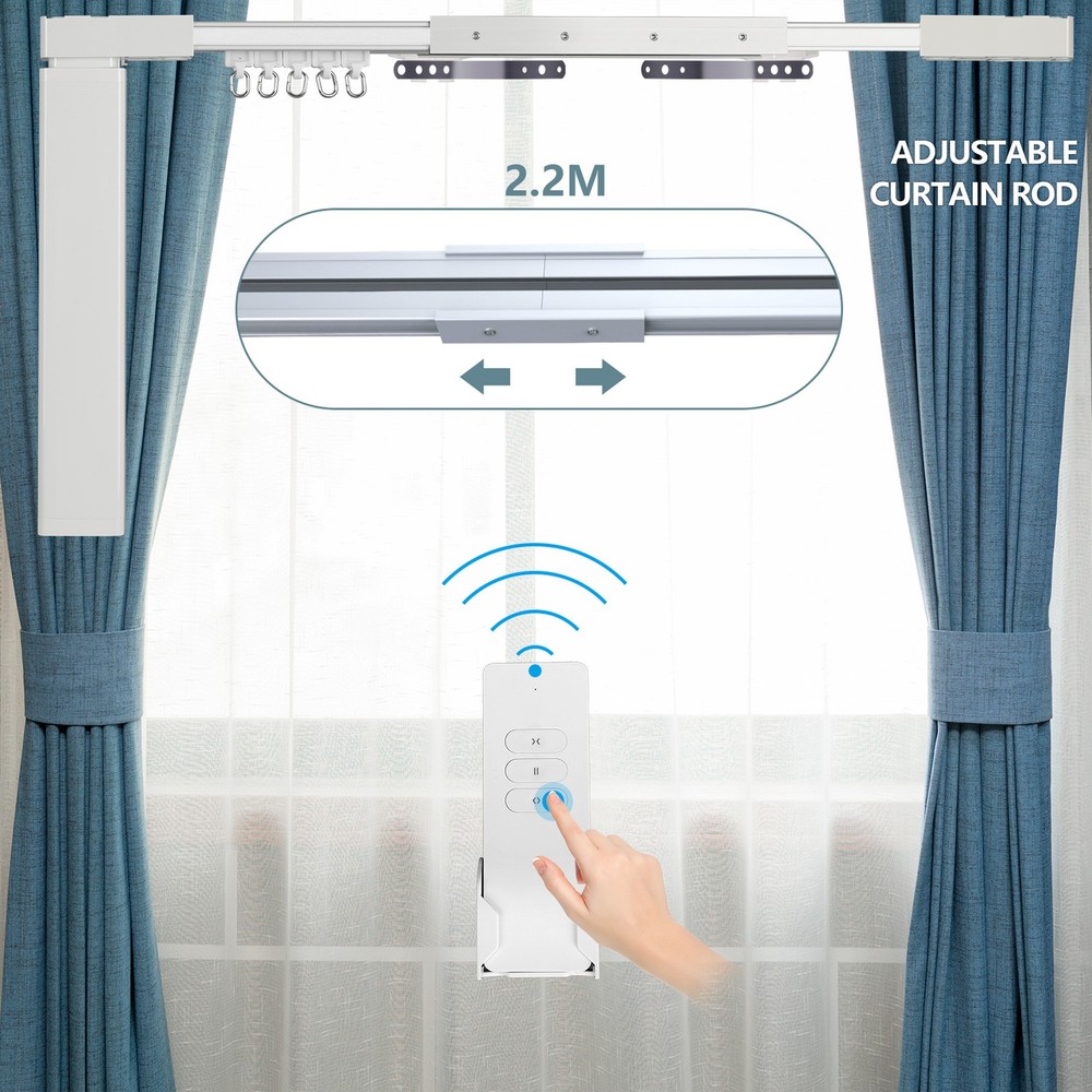 2.2m/7.2ft Motorized Curtain Track Rail Wifi Remote Control Motor Ceiling Track