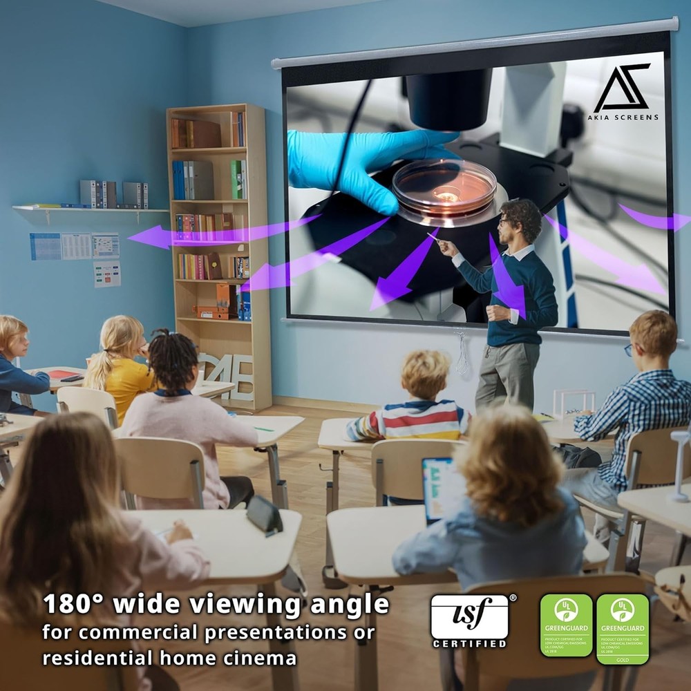 100-Inch Pull Down Projector Screen - ISF Certified for Stunning Clarity