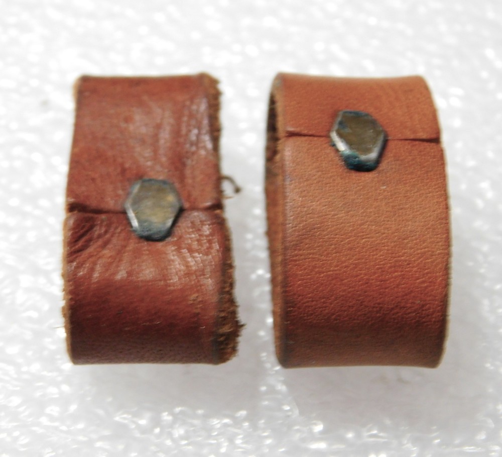 2 TAN LEATHER SLING/STRAP SLIDES