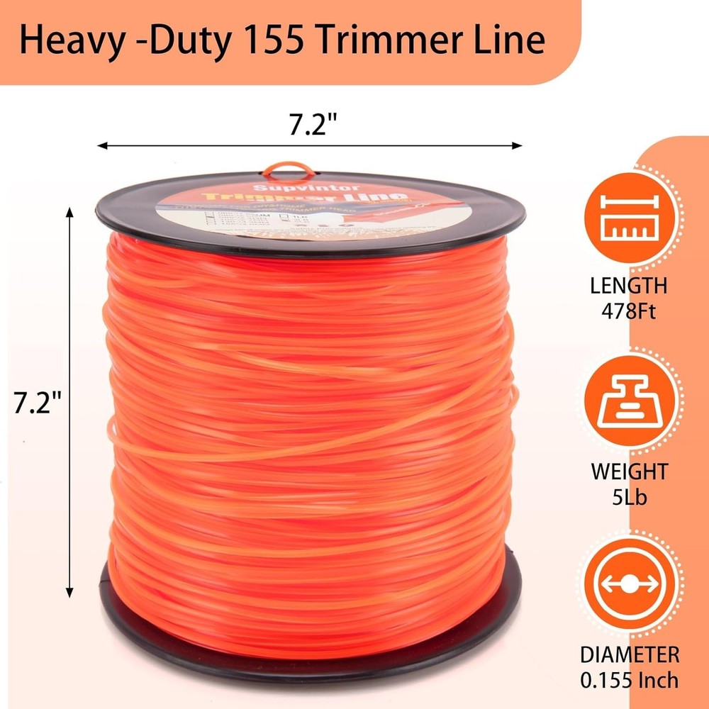 .155 Heavy Duty Square Trimmer Line 5LB - 478FT Commercial Weed Wacker String