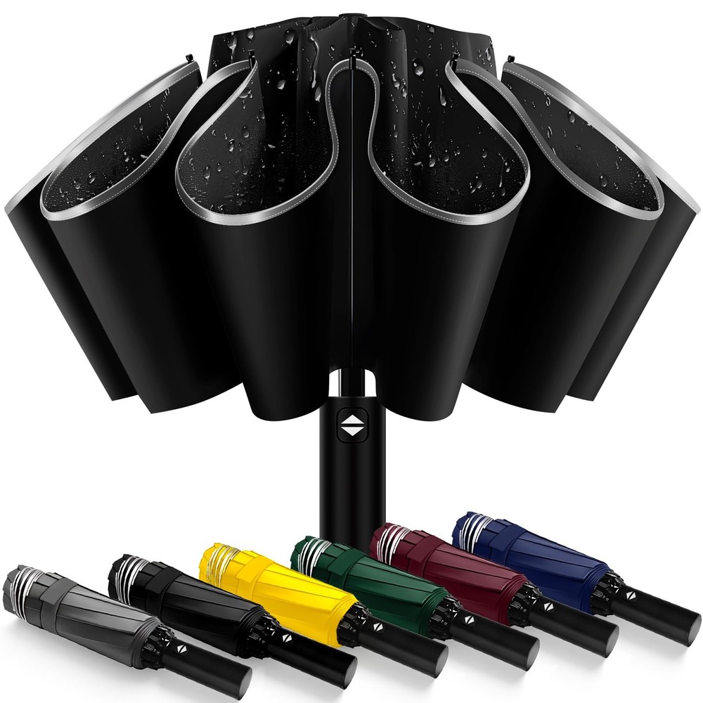 Automatic Travel Umbrella, Windproof & Compact Folding Umbrella, Strong Light...
