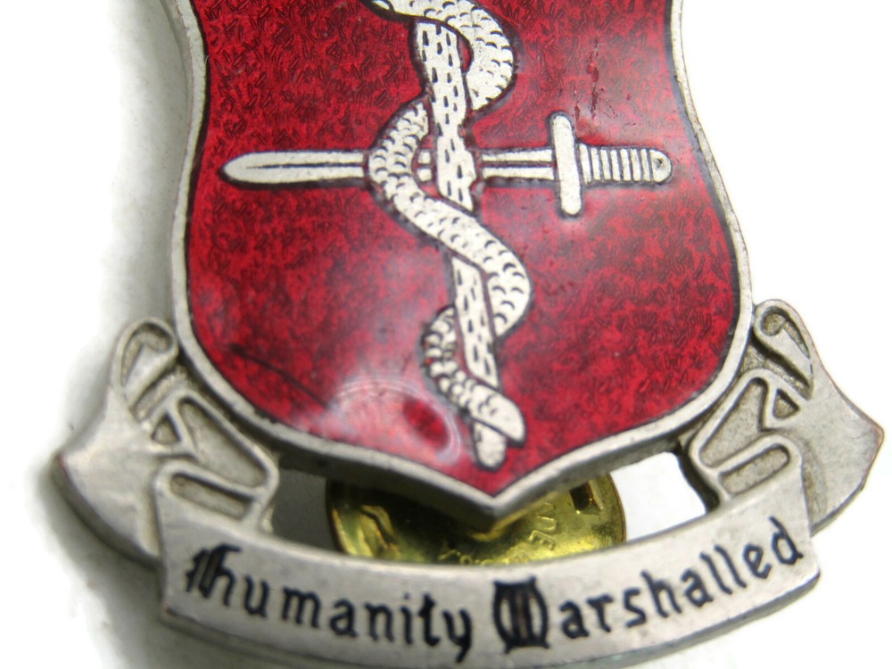 Humanity Marshalled Red Crest Pin Silver Tone