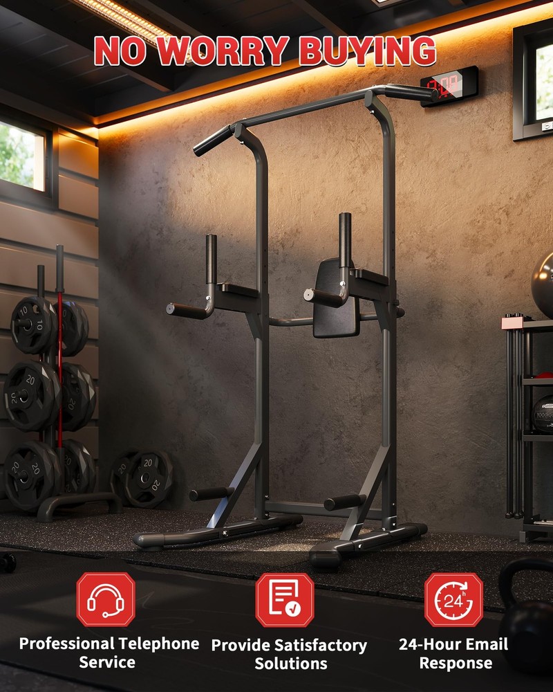 Power Tower, Heavy Duty Pull Up Bar 450LB Capacity, Multi-Functional Dip Stat...
