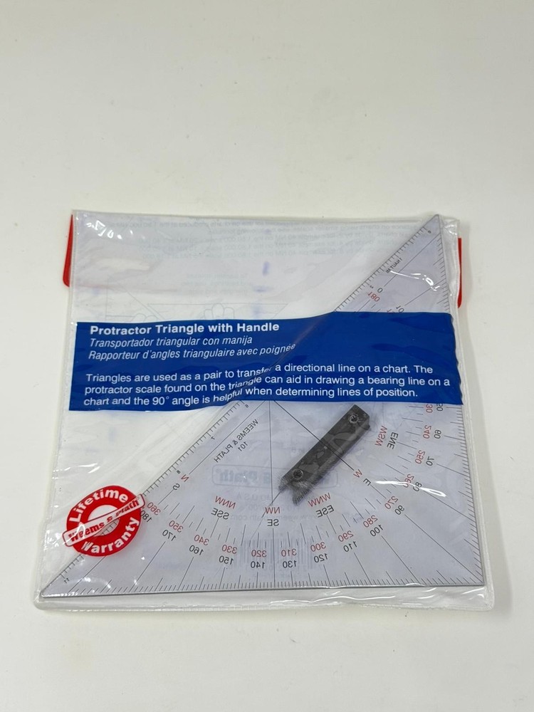 New Weems & Plath Protractor Triangle with Handle in Plastic Sleeve