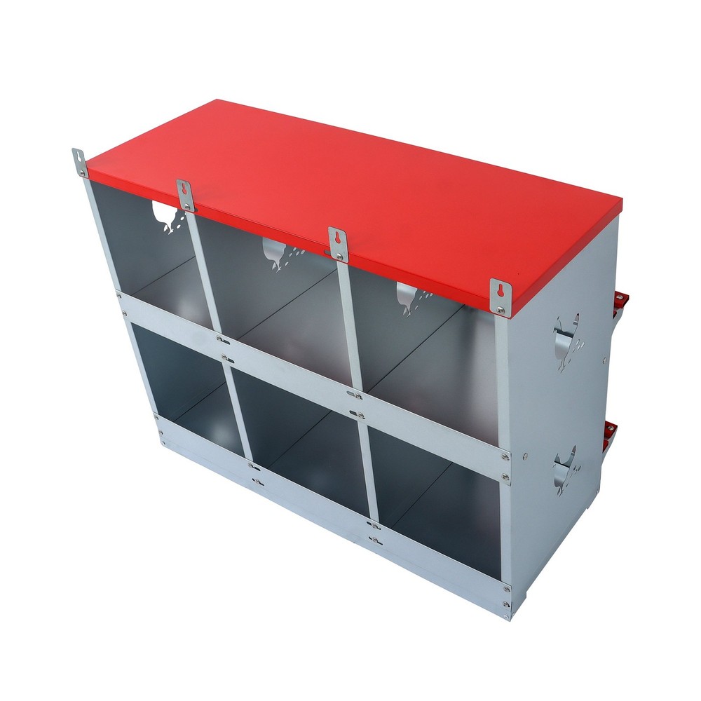 Heavy Nesting Box Chicken Nesting Box 6 Room Metal Nesting Red 6 Compartment