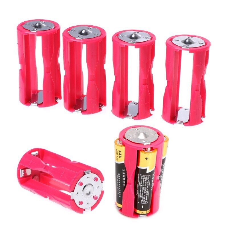 4 AAA To C Size Battery Converter Case Holder Storage Plastic Box Adapto/Adapter