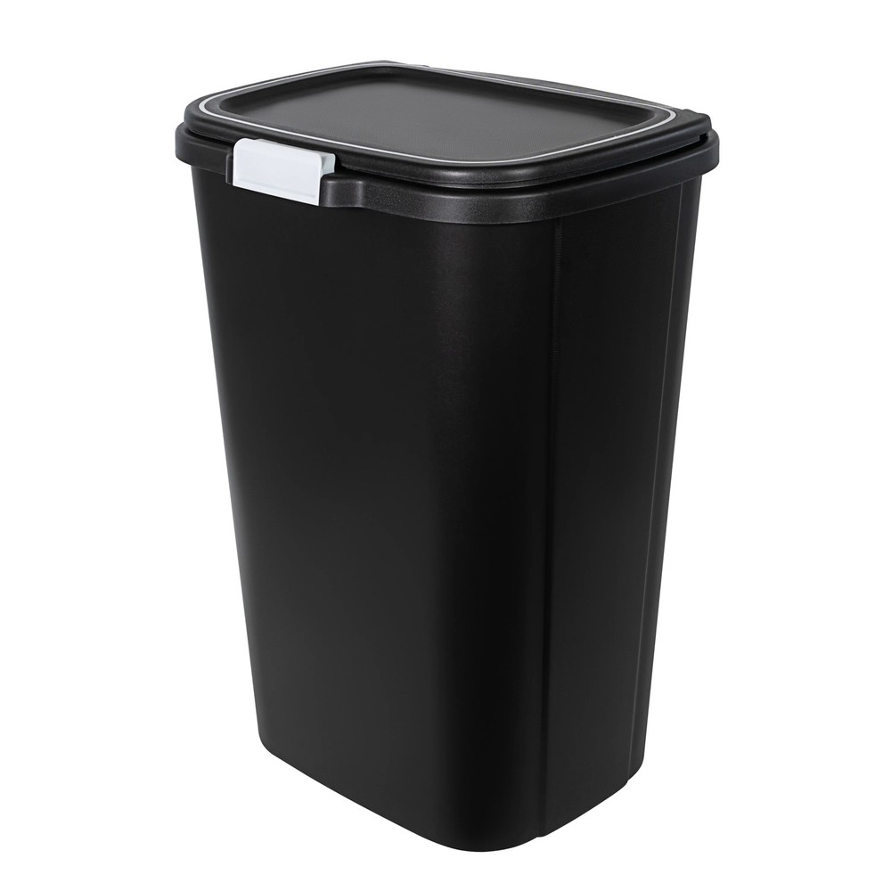 Hefty Kitchen Trash Can, 13 Gallon Plastic Odor Block Touch Top Garbage Bin