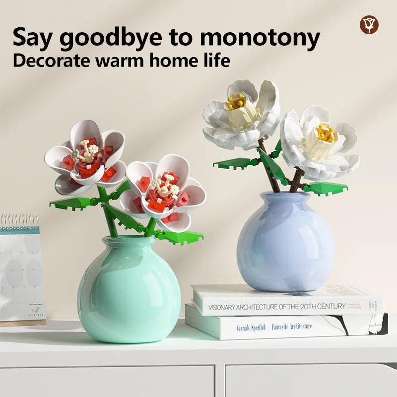 "Forever Rose Building Blocks - Romantic Anniversary Gift with Display Case