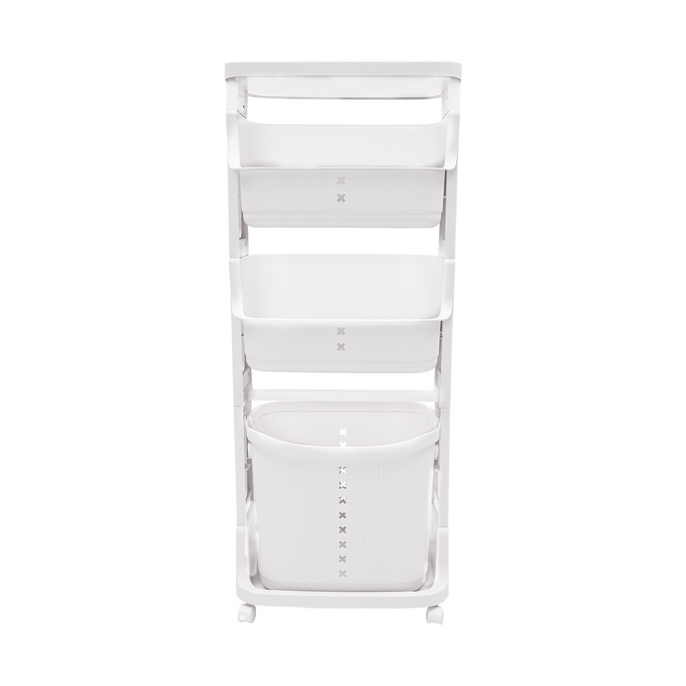 4-Tier Rolling Laundry Storage Cart with Removable Basket & Wheels