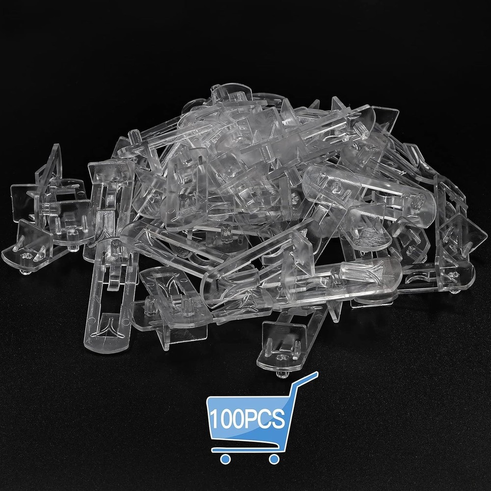 Transparent Locking Shelf Support Clips - 5mm x 3/4" Thickness Compatibility