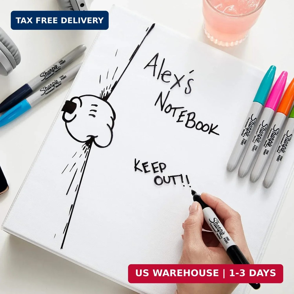 Sharpie Permanent Markers | Fine Point | Black & Blue | 2 Count