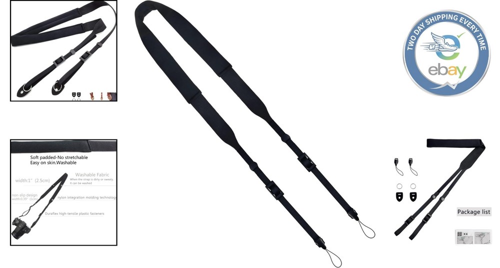 Versatile Neoprene Camera Neck Strap - Washable & Soft with Snap Fasteners