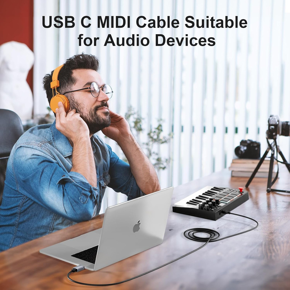 USB C MIDI Cable, Type C to USB 2.0 MIDI Interface Cable for Midi Controller