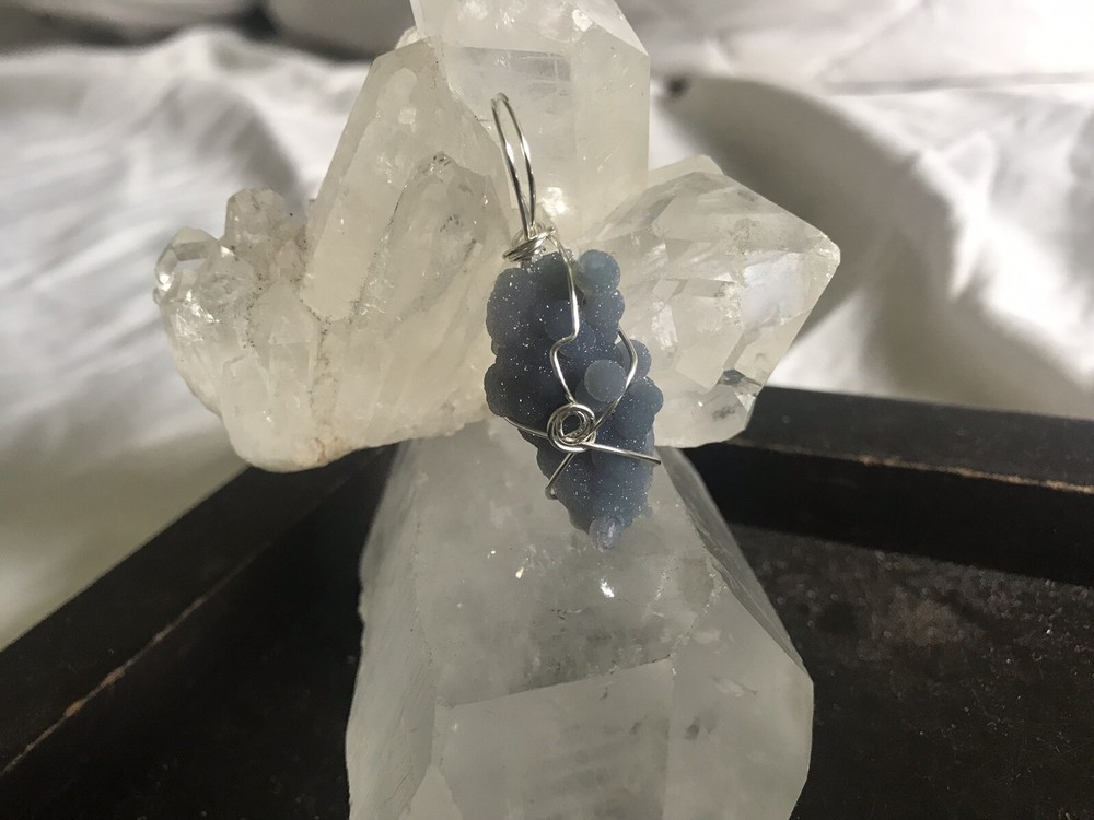 Beautiful Natural Grape Agate Sterling Silver Wrapped Pendant