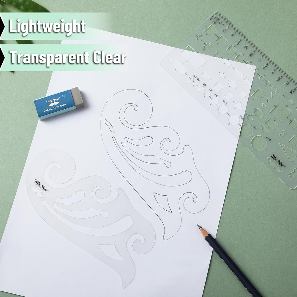 Mr. Pen Geometric Drawing Template Set: 2 Durable Plastic Stencils for Precision