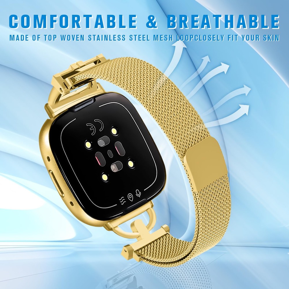 Magnetic Bands Compatible for Fitbit Versa 4/Fitbit Versa 3/Fitbit Sense 2/Fi...