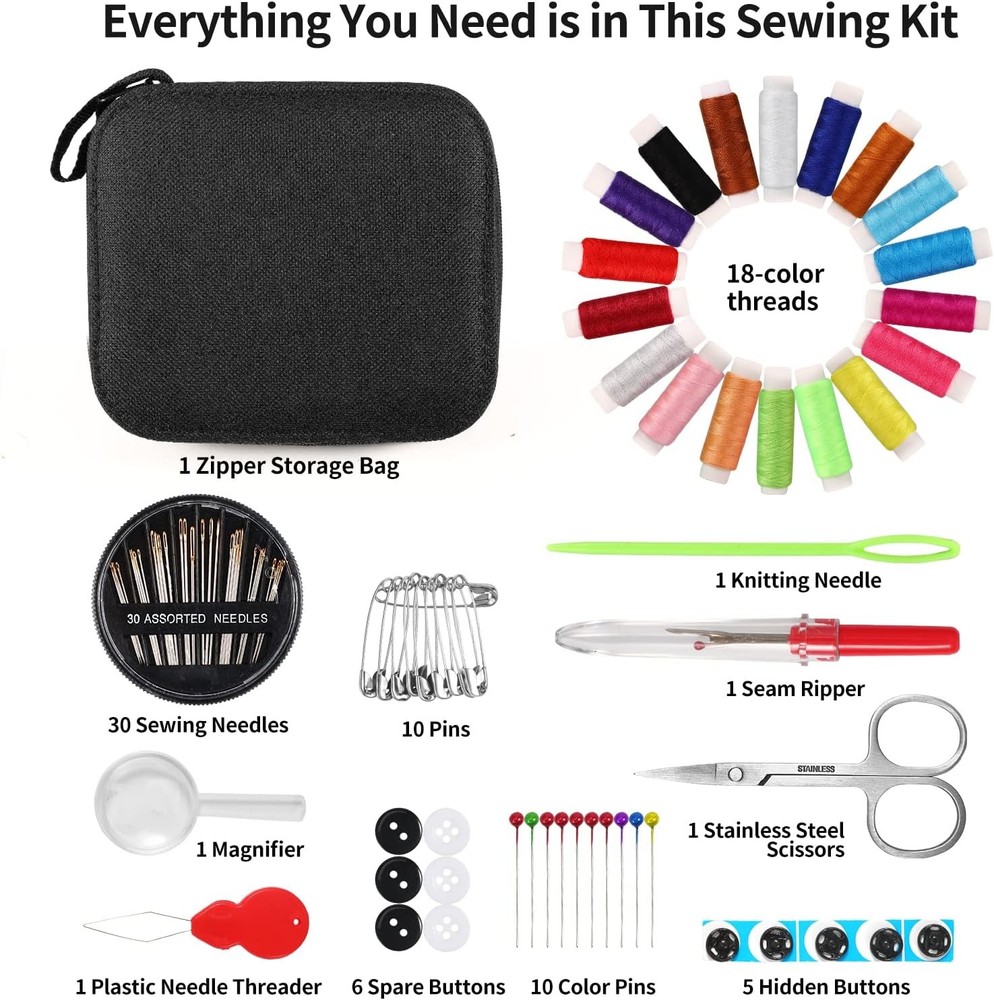 Sewing Kit Basic,Marcoon Needle and Thread with 1-18 Colors