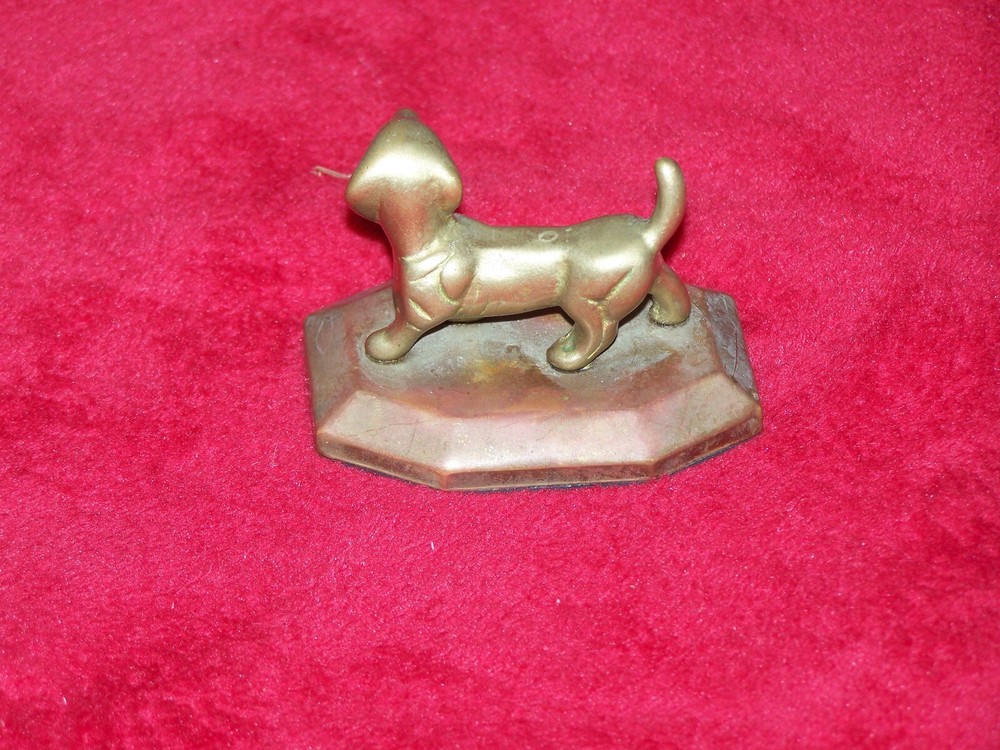 Solid Brass Small Dog Figurine 3" long. 2" tall, 2" wide
