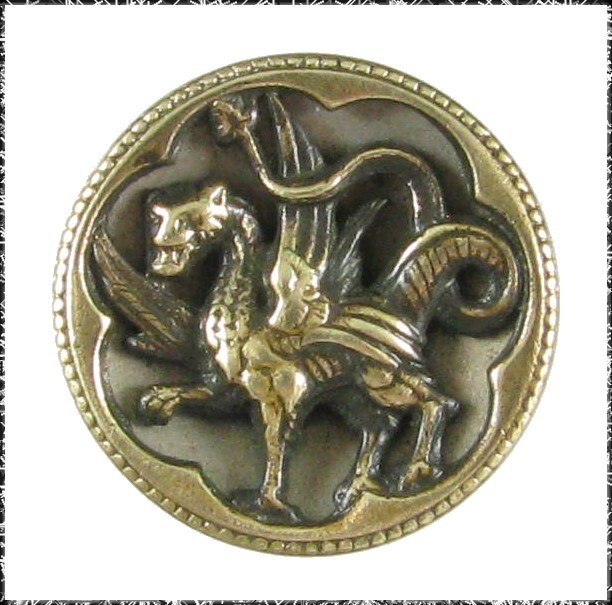 Small Antique Metal Dragon Button