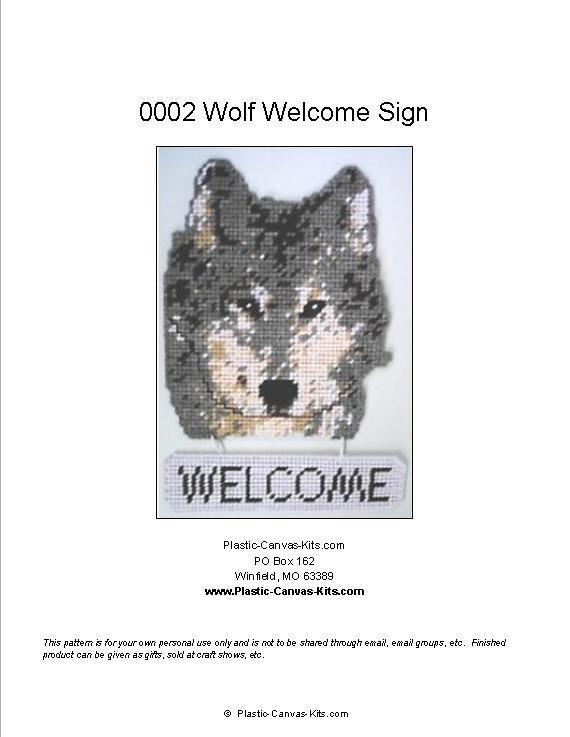 Wolf Welcome Sign- Plastic Canvas Pattern or Kit