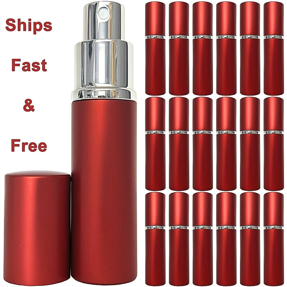 10ml 0.34oz empty glass spray deluxe bottles silver atomizer red casing