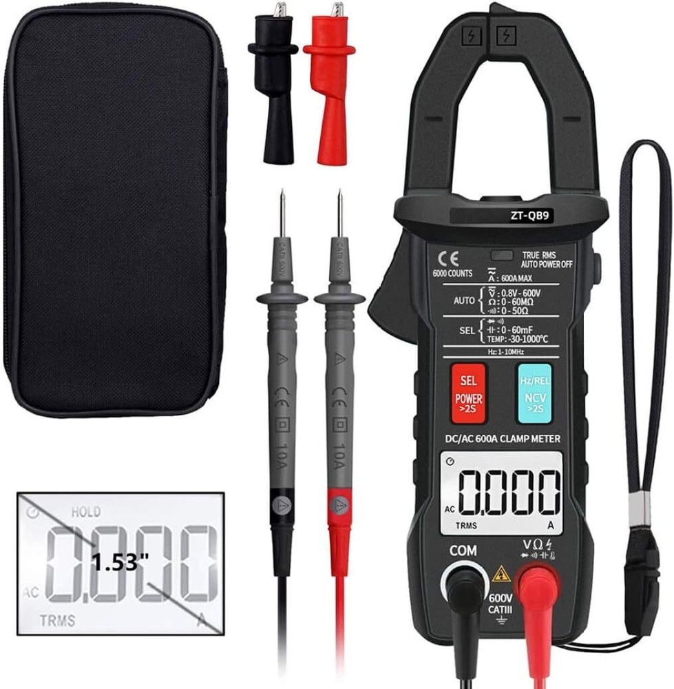 Digital Clamp Meter Professional 6000 Multimeter AC DC 600A Ohm Capacitance TEMP