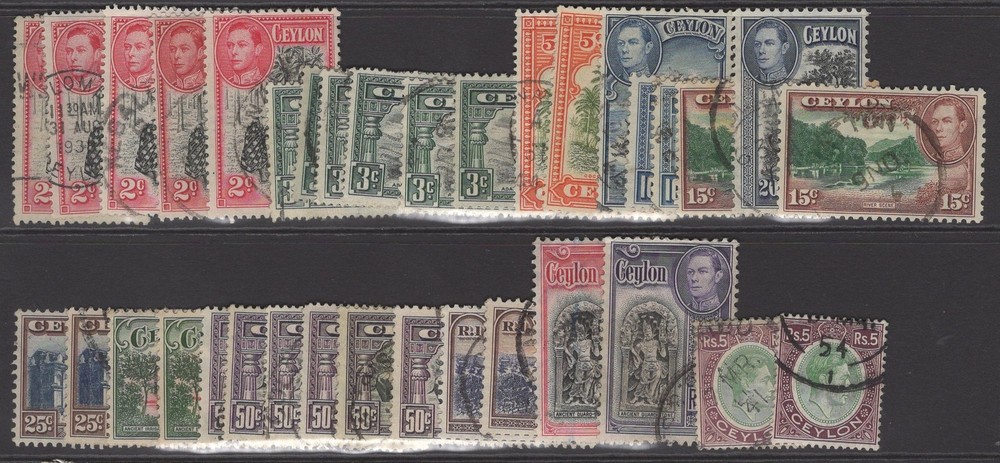 CEYLON SG386/97a 1938-49 DEFINITIVE SET COMPLETE USED