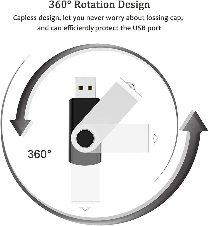 2 Pack 32GB USB Flash Drives USB 2.0 Swivel Thumb Memory Sticks – Black