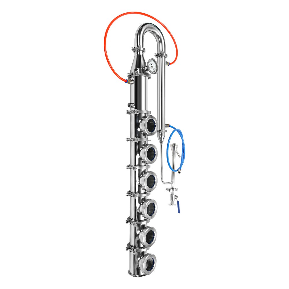 4" Inch Stainless Moonshine Still Reflux Column With Copper Bubble Plate 6 Layer
