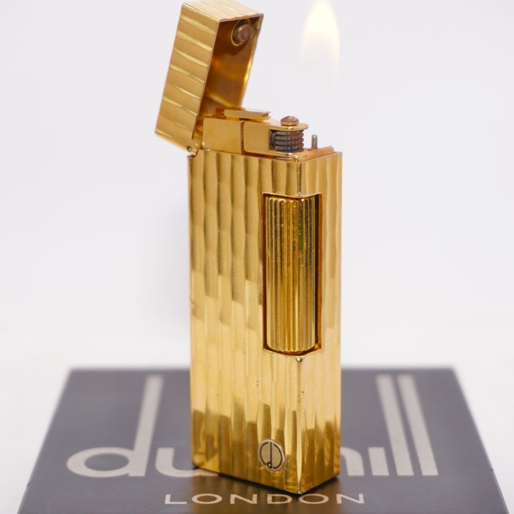 Dunhill Lighter Gold Bambo Pattern-Ultrasonically Cleaned_Working