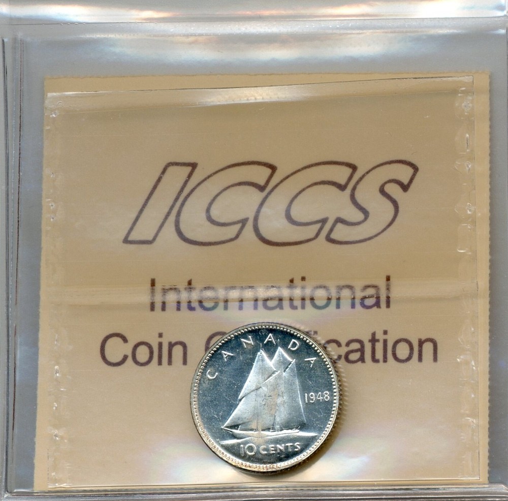 1948 Canada 10 Cents - Gem Uncirculated, ICCS MS 65