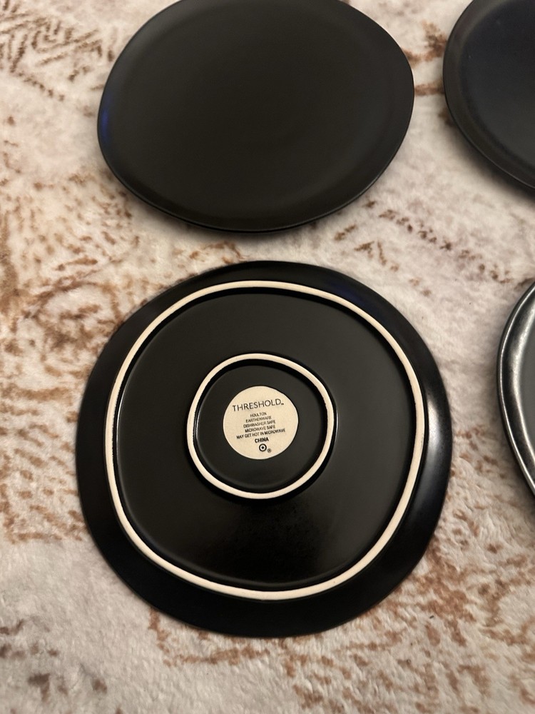 Threshold Stoneware Dinnerware Set Of 4 Salad Plates 8” Black