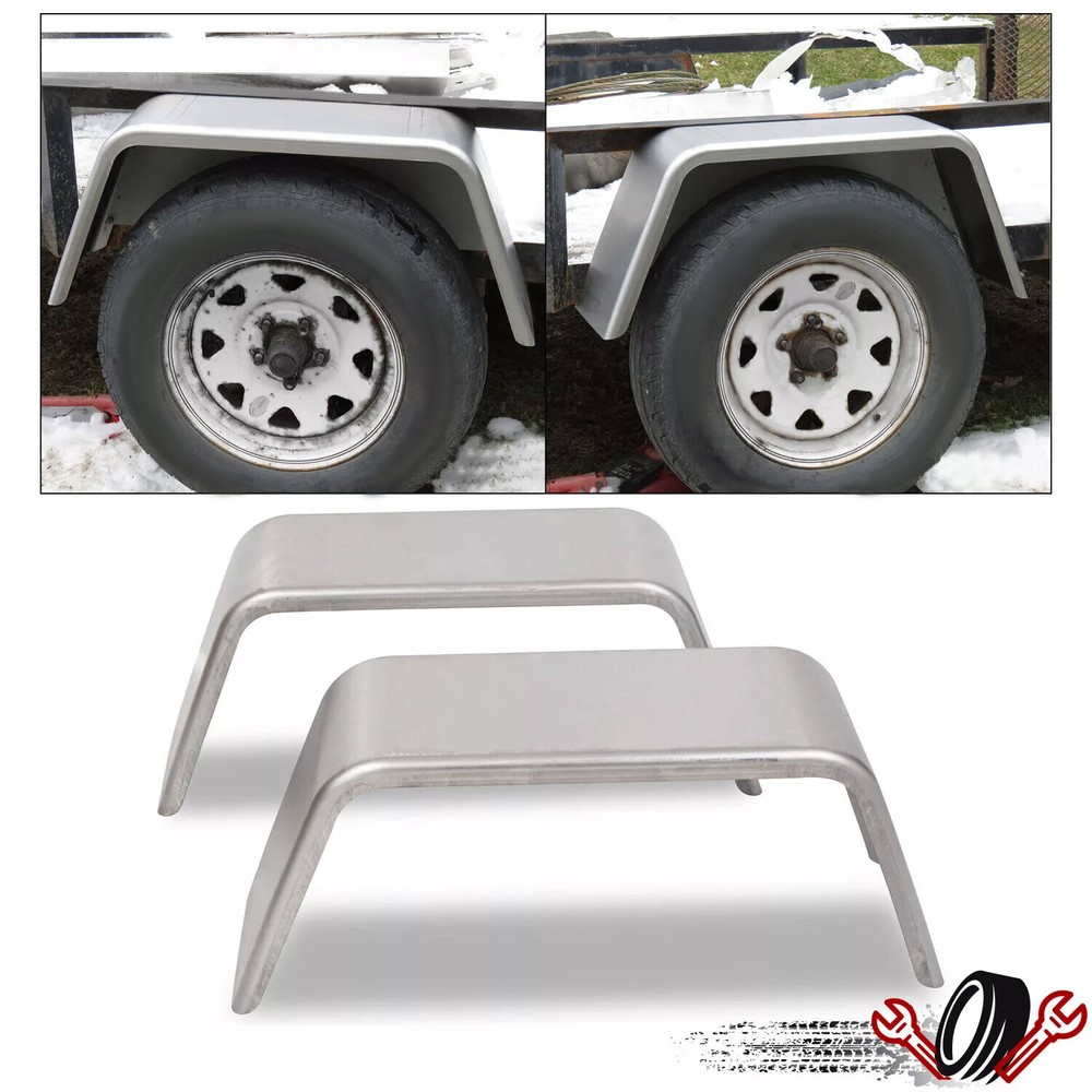 32"Lx9"Wx13"H Paintable Square Cargo Trailer Fenders Pair for 14" 15" 16" Tires