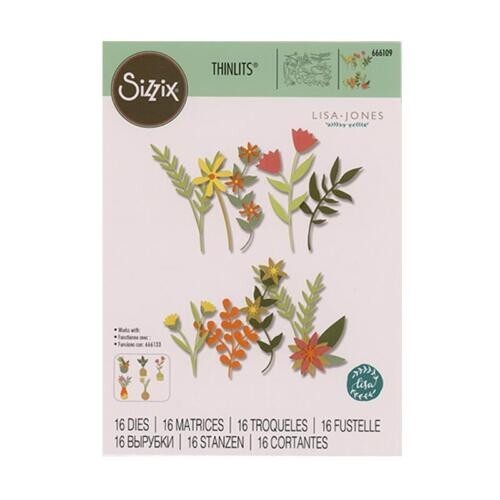 Sizzix "BOHO BOUQUET" by Lisa Jones Flowers Thinlits Dies- 666109 MSRP $25