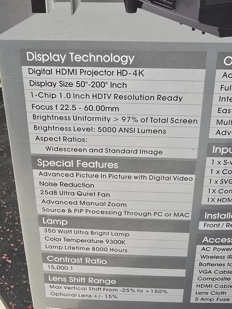 Bernelli Multimedia LCD Projector Model HD- 4K HDMI * TESTED AND WORKS!