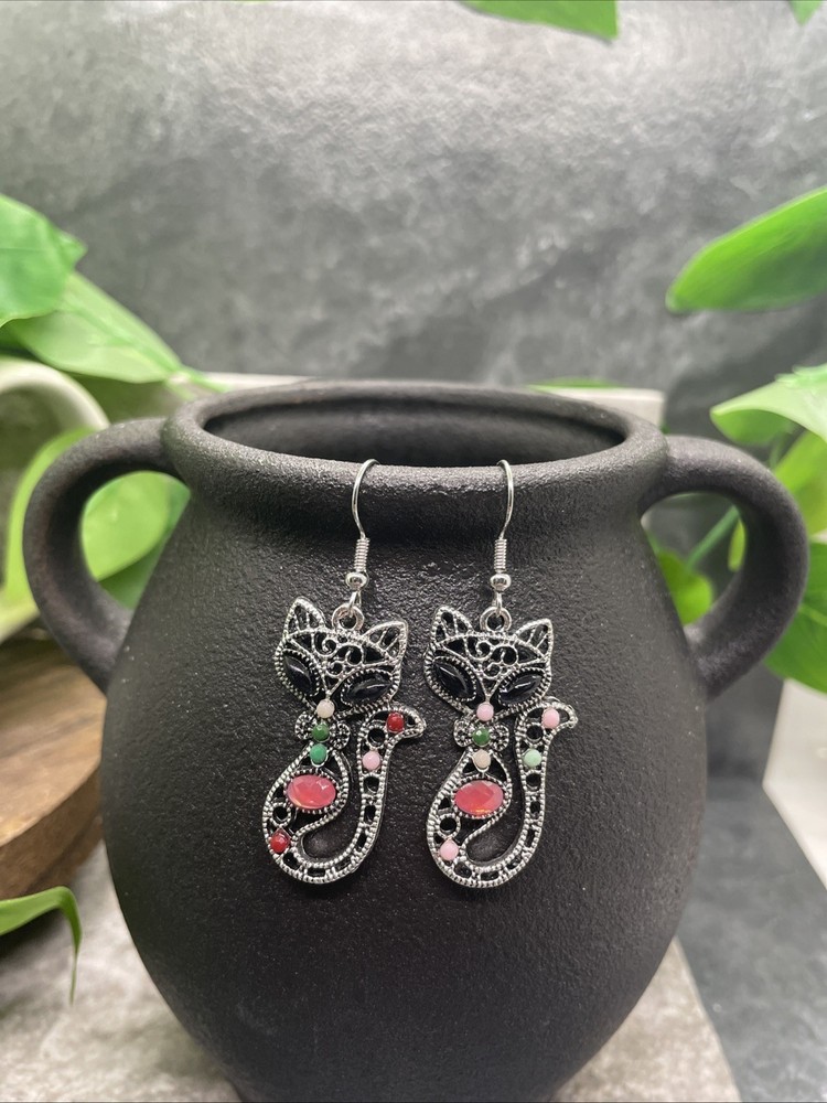 2” Silver-tone Boho Retro Earring Set Drop Dangle New Free Ship B6601