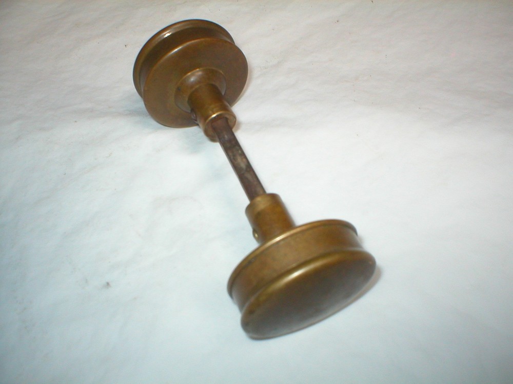 Antique Solid Brass Drum Style Doorknob Pair