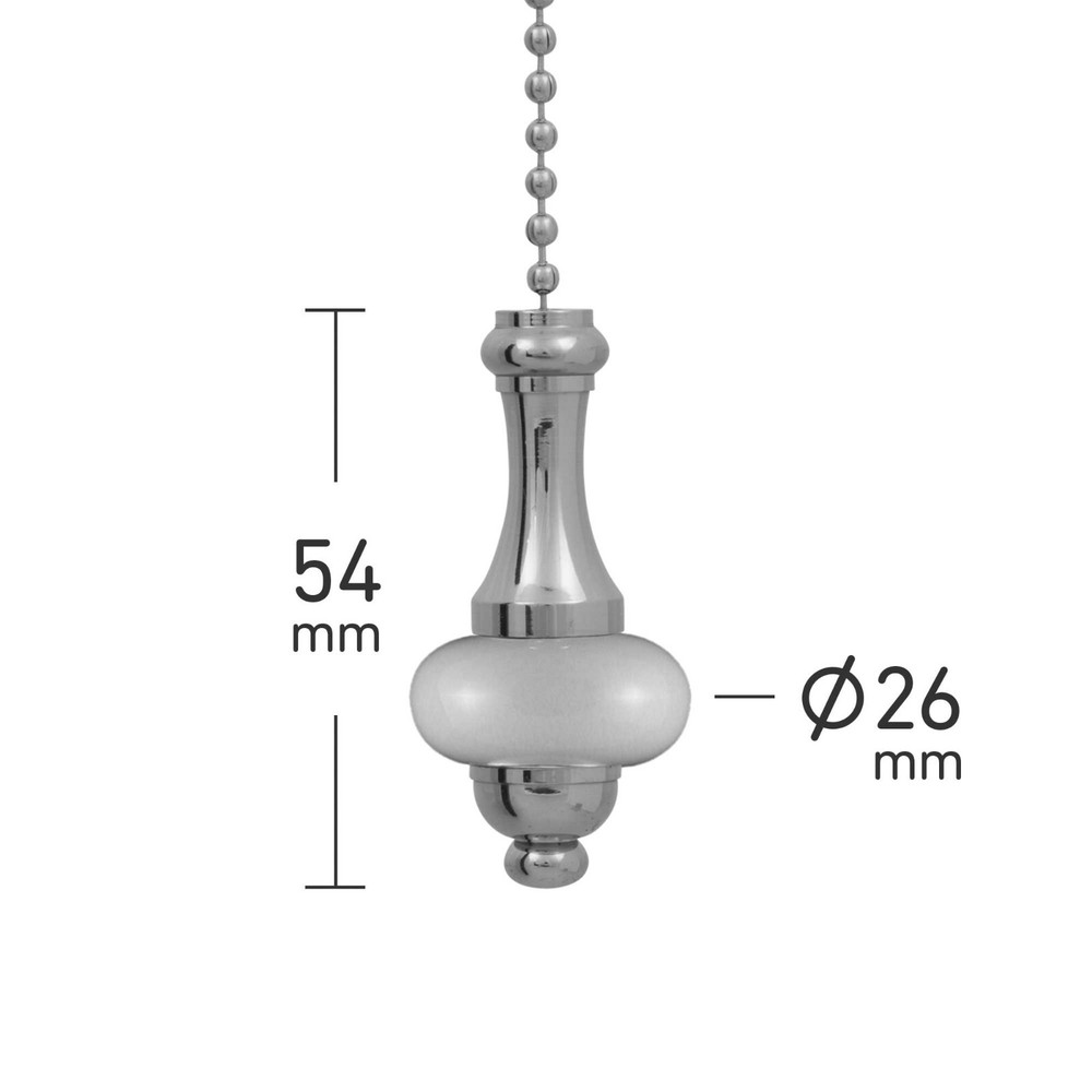 ElekTek Bathroom Ceiling Light Pull Cord Switch Fob Handle Ceramic w/80cm Chain