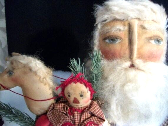 PATTERN, OLDE TIME, primitive dolls, Christmas Santa, Dumplinragamuffin, #102
