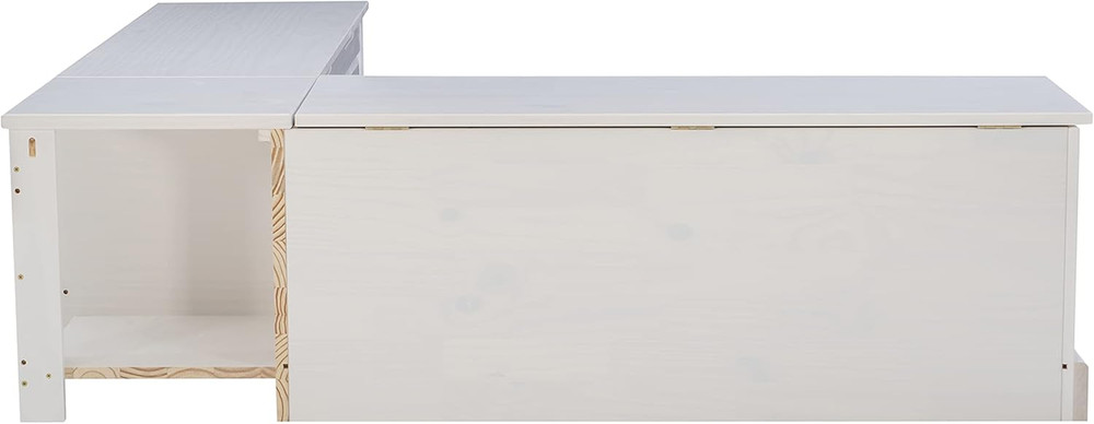Harris White Solid Pine Backless Nook with Hidden Storage Solution