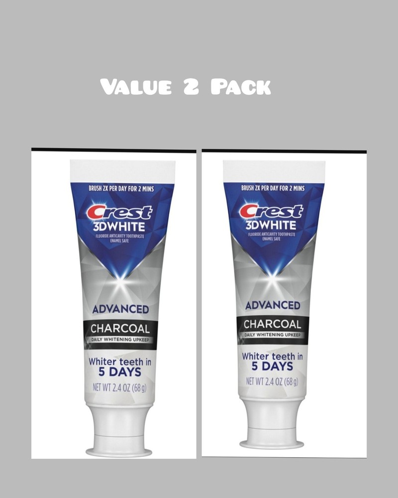 2x Crest 3d White Advanced Charcoal Toothpaste Whiter Teeth In 5 Days Exp 2027