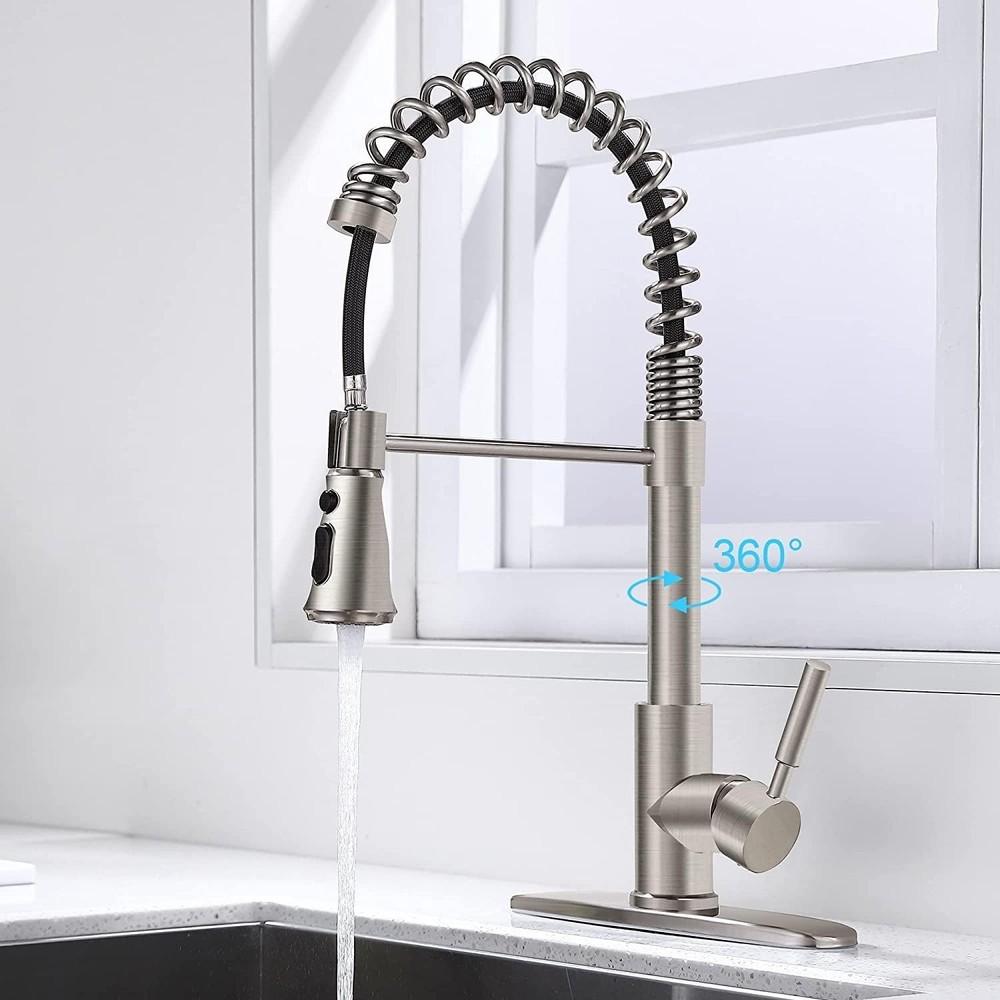 Kitchen Faucet with Pull Down Sprayer Single Handle RV Commercial Coil