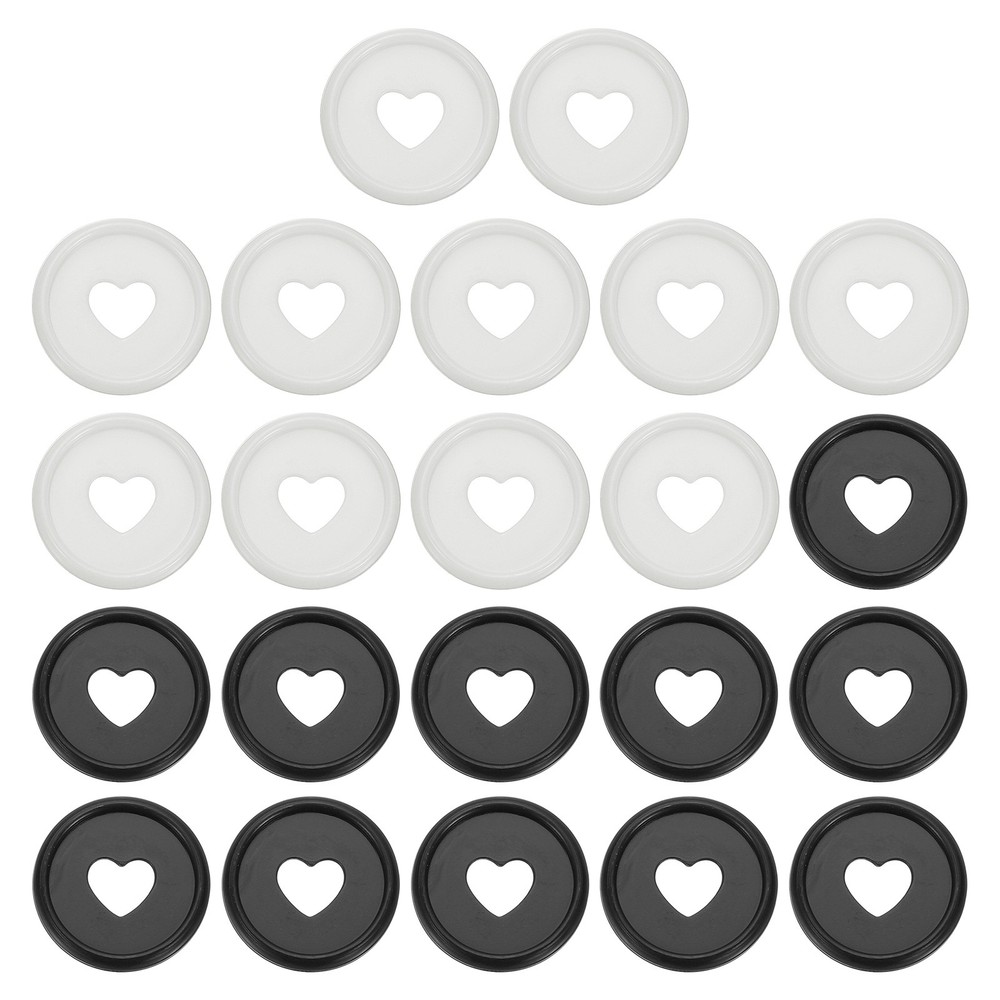 24mm Plastic Book Binding Discs, 22 Pack Expansion Discs Heart, Black/White