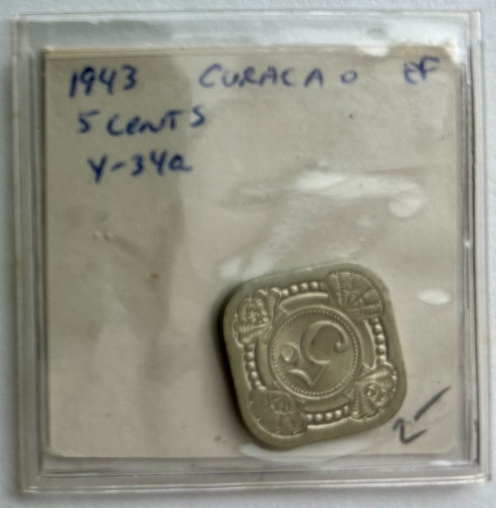 *CURACAO* carded "1943 5 CENTS"