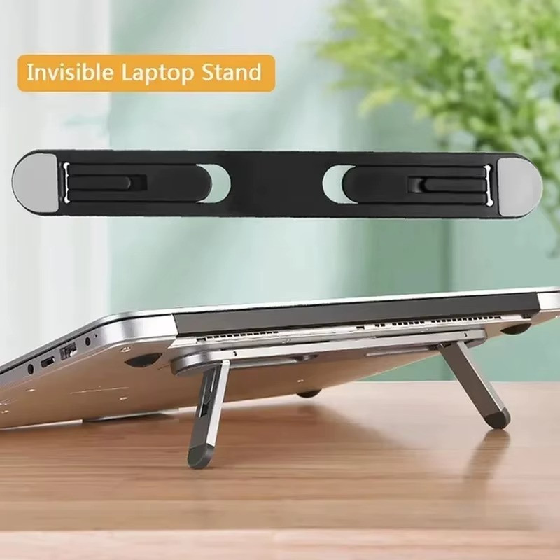 Portable Adjustable Laptop Stand - Foldable Cooling Riser 1PC Plastic Black