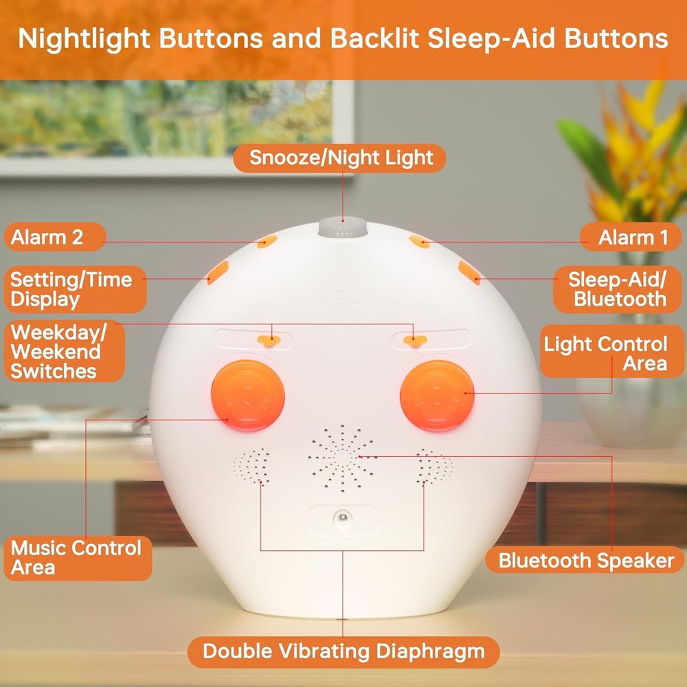 Sunrise Alarm Clock with Bluetooth Speaker, Backlight Sleep Aid, Night Light