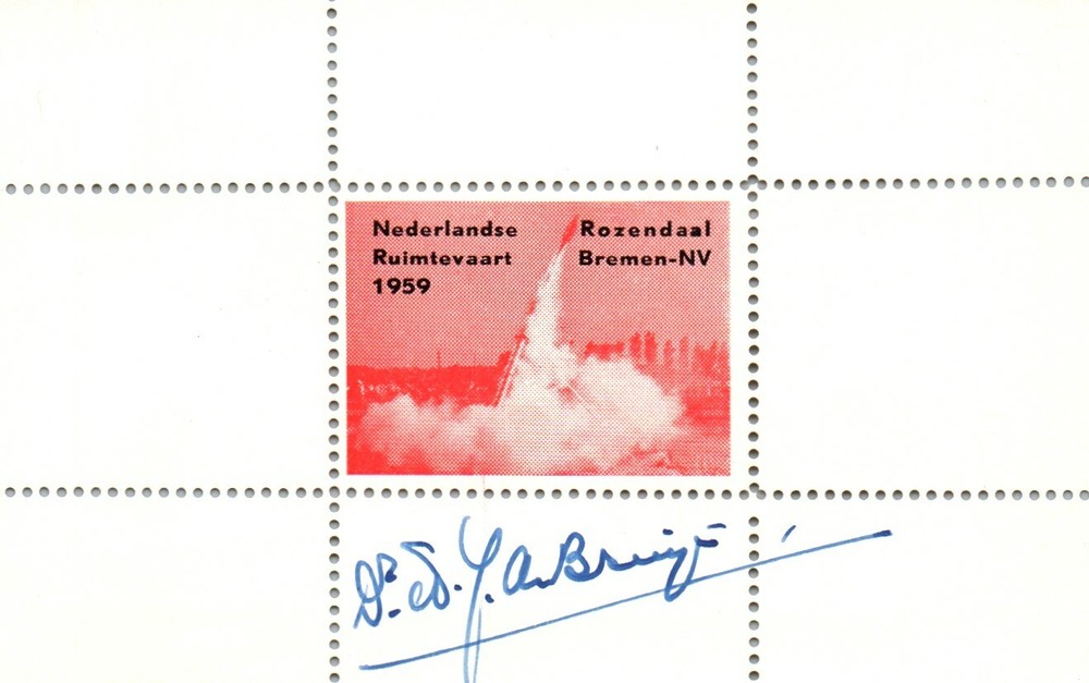 1959 Netherlands NRS Rocket Mail #622 Flight Sheet Signed - T74