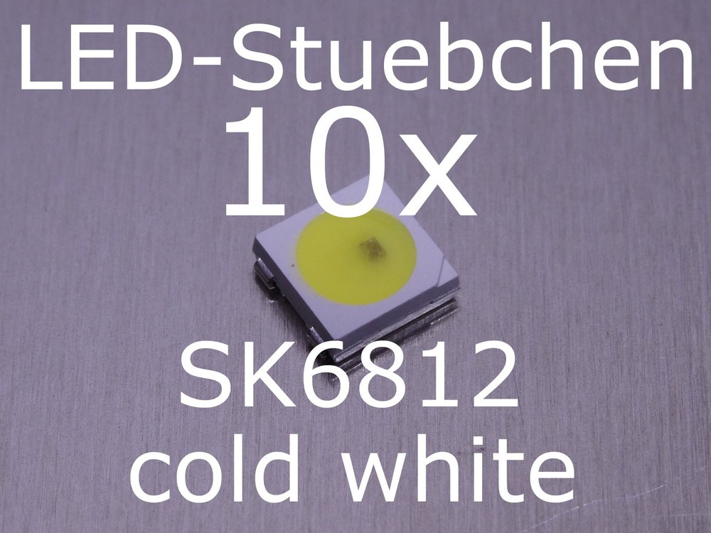 10x SK6812 cool white LED with integrated WS2811 controller