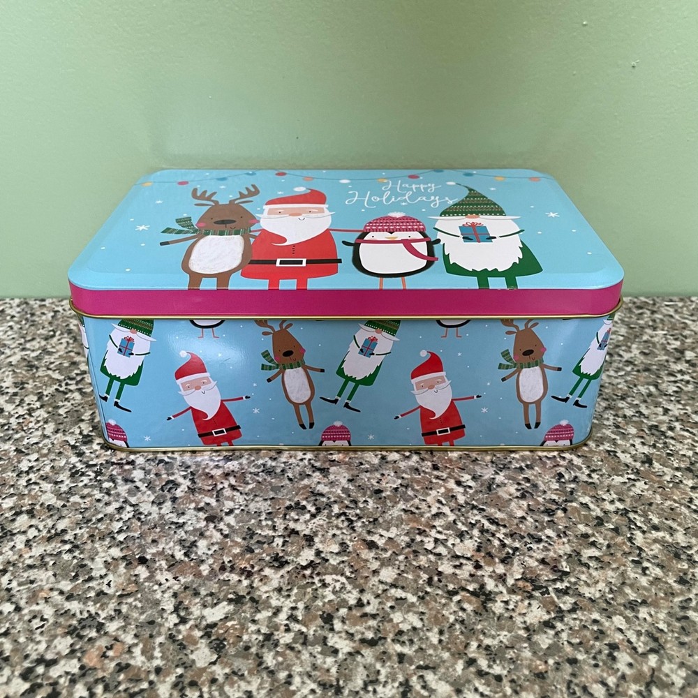 Tin Christmas Holiday Rectangular Box Empty Container Greenbrier International